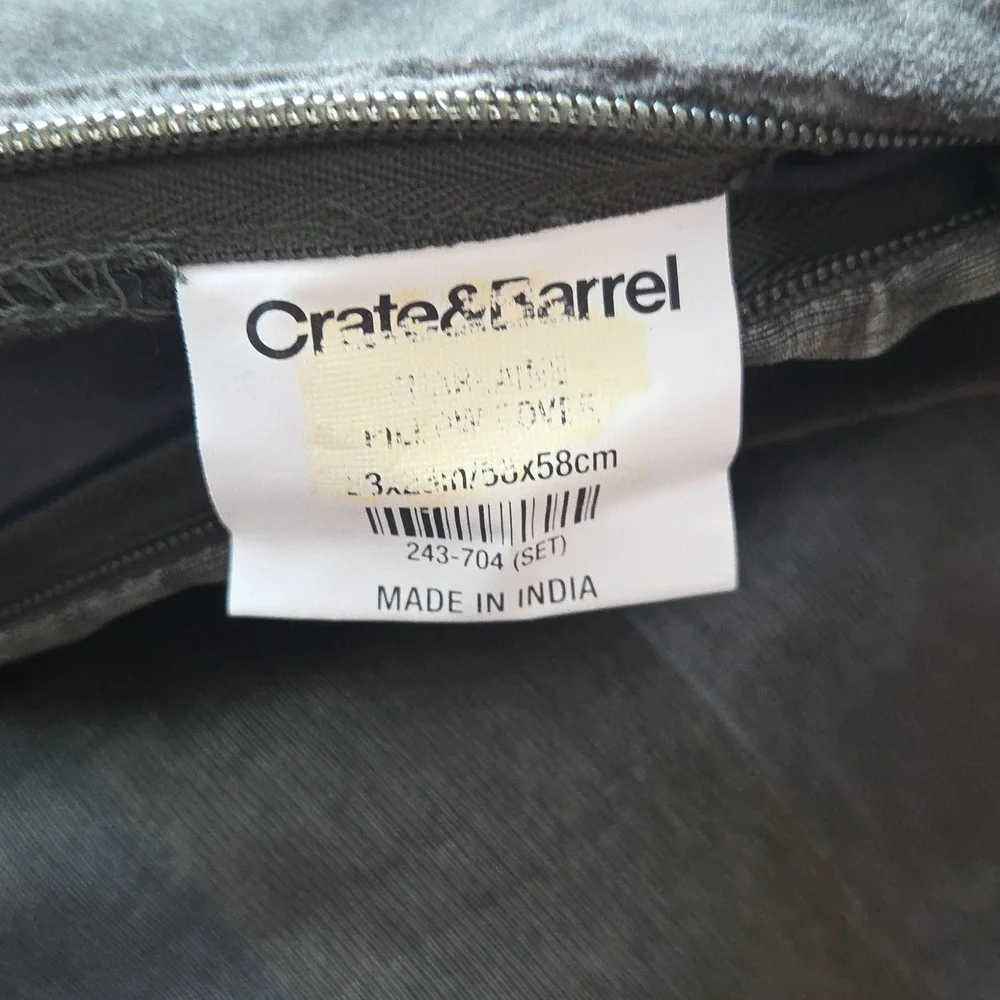 Crate&Barrel Gray and Purple Pillowcases